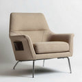 Fauteuil en tissu beige avec structure en métal 85 x 75 x 90cm