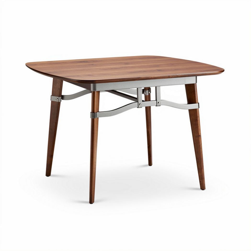 Table carrée en bois de noyer avec structure en métal 80 x 80 x 75cm