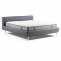Lit moderne avec matelas 210 x 160 x 40cm en textile gris et cadre en métal