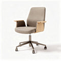 Chaise de bureau pivotante en tissu beige avec accoudoirs en bois de hêtre 50 x 50 x 90cm
