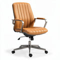 Chaise de bureau pivotante en simili cuir beige avec accoudoirs 70 x 65 x 110 cm
