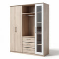 Armoire en bois avec portes coulissantes et tiroirs 150 x 60 x 200cm