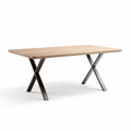 Table rectangulaire en bois de chêne 180 x 90 x 75 cm avec pieds en métal noir